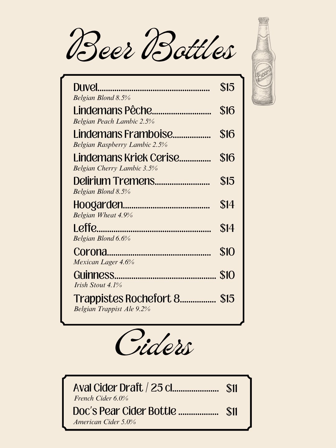 Cocktails menu page 2